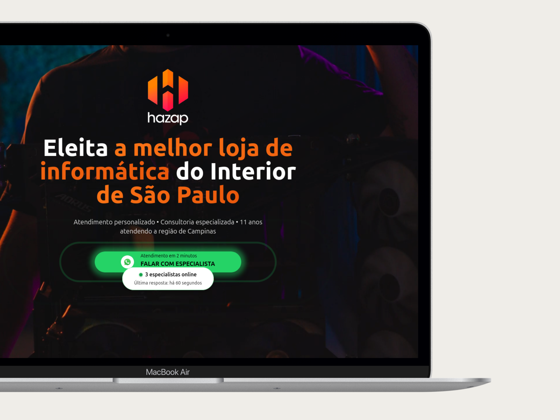 Interface do projeto Hazap Computadores