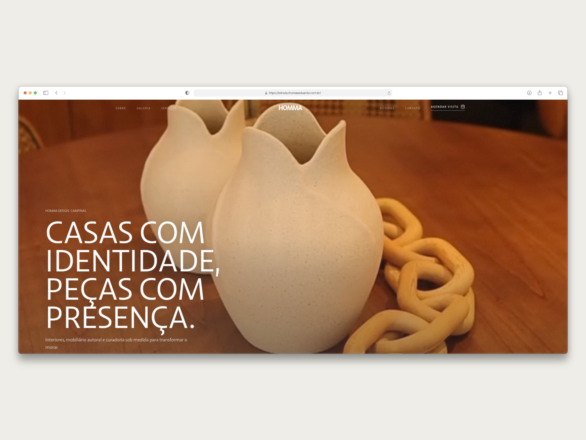 Interface do projeto Homma Design